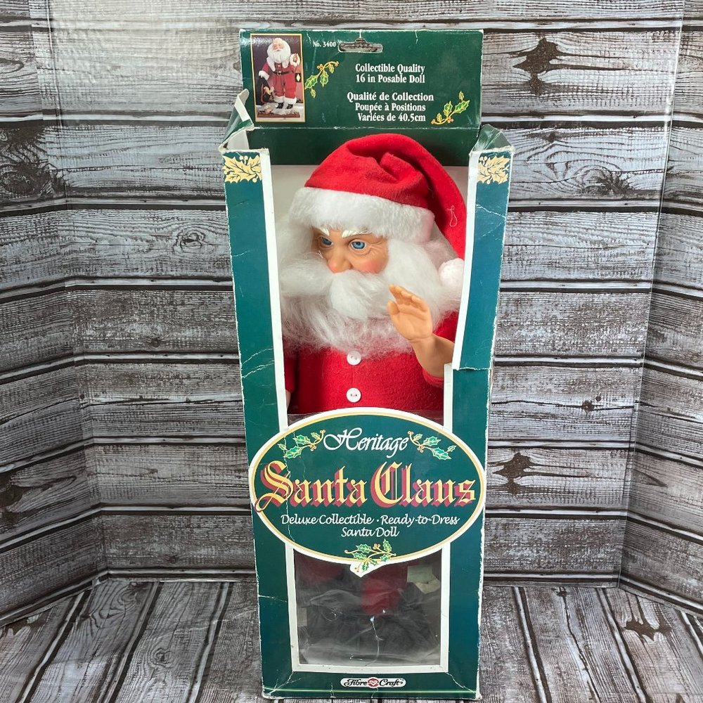 Vintage HERITAGE Santa Claus Ready to Dress 16" Posable Doll NIB Box Damaged - Picture 1 of 8